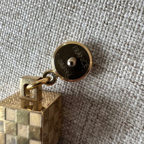 Louis Vuitton Damier Charlie Drop Tassel Chain Two Tone Brass Earrings Jewelry - Picture 6 of 8